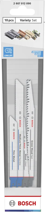 Sada 10dílných listů pro ocasní pily Bosch Variety s S-stopkou.
